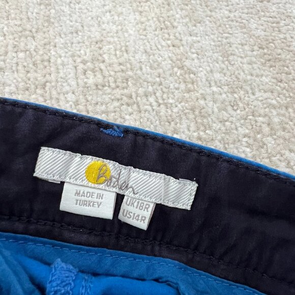 Boden Blue Cropped Cotton Trousers Pants 14 - Picture 2 of 10